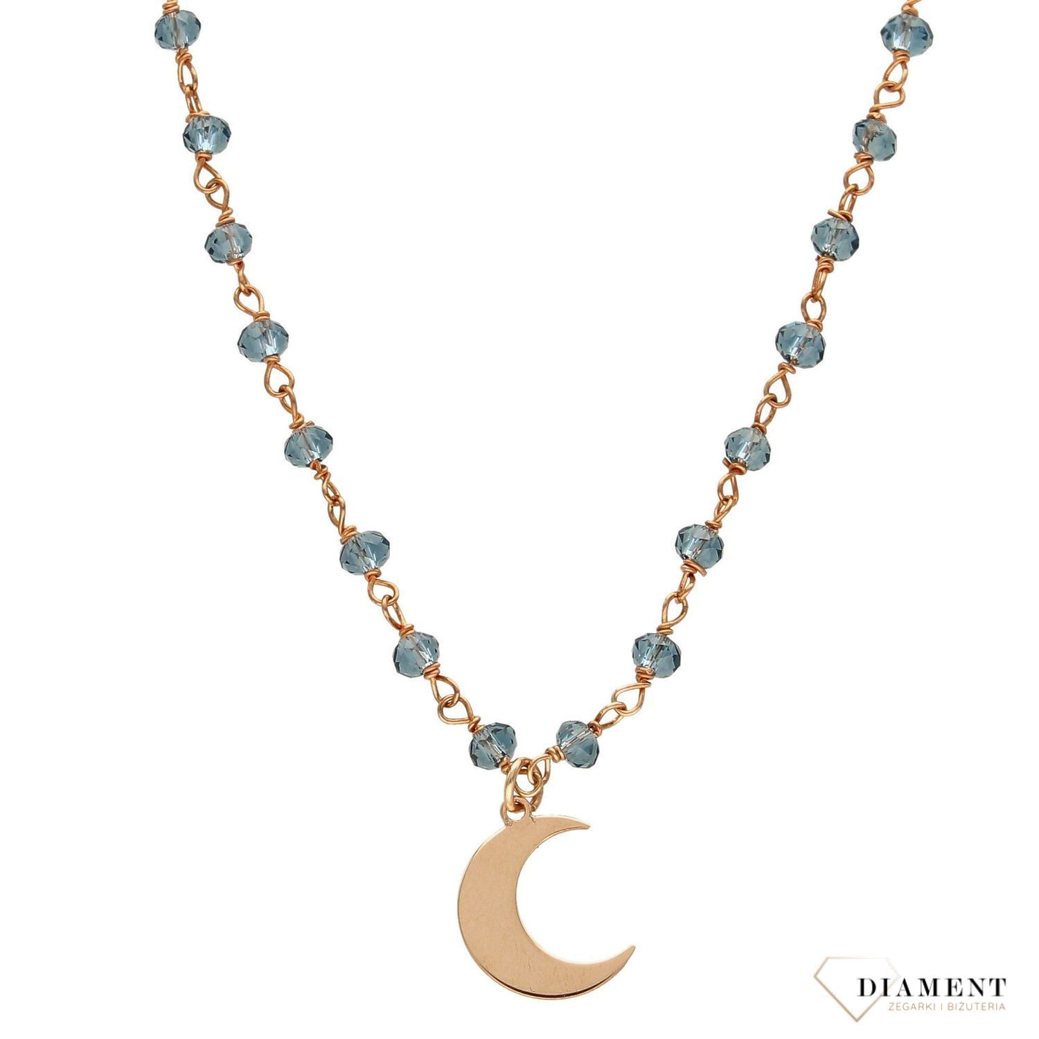 Naszyjnik srebrny książyc i koraliki w różowym pozłacaniu Dall'Acqua C RM 19894R.jpg